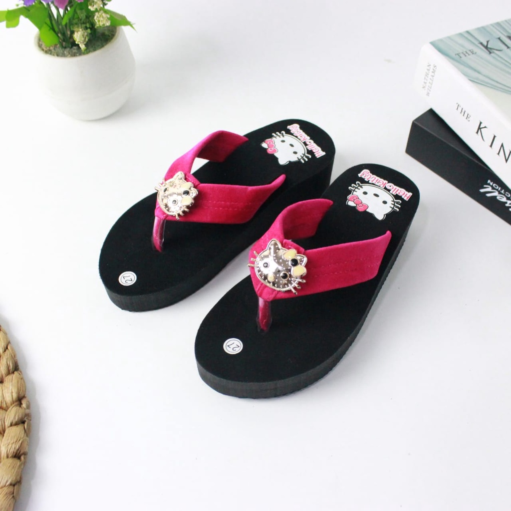 Sandal Wedges Anak Perempuan Motif Helokiti Terbaru