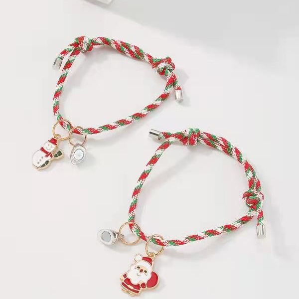AZ120 2 Pcs Gelang Couple Magnet Natal Gelang Pengakuan Attract Each Other Gelang Elastis Pasangan