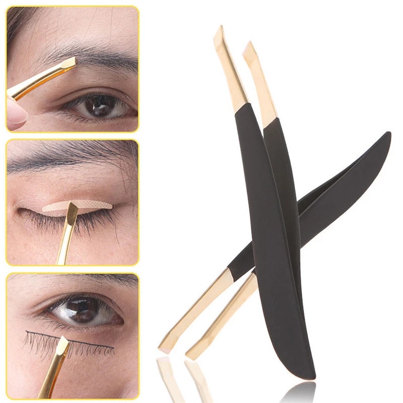 [1Piece Professional Stainless Steel Slanting mouth EyeBrow Tweezers Clip ] [Make up Tools]