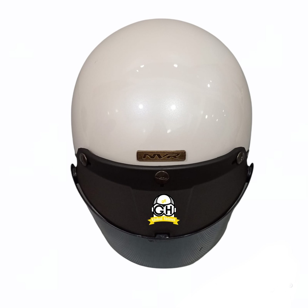 Helm Retro List Chrome Star White Helm Bogo Half Face SNI Free Kaca Flat