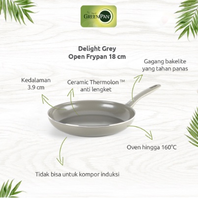 GreenPan - Delight Grey Open Frypan 18 cm x 29 mm