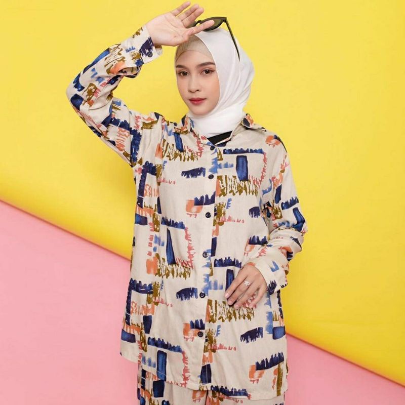 SETELAN PIYAMA WANITA PREMIUM HIGH QUALITY // LD 100 - 110 ONE SET RAYON MOTIF BARU // SET RAYON-Amanda set