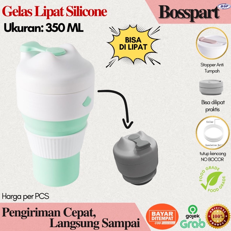 Gelas Lipat Silikon / Tumbler Cup Silicone Multifungsi 350ML / Silicone Coffe Cup / Travel Cup