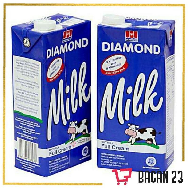 Diamond Milk Fullcream (1Liter) / Susu UHT Full Cream Plain / Bacan 23 - Bacan23