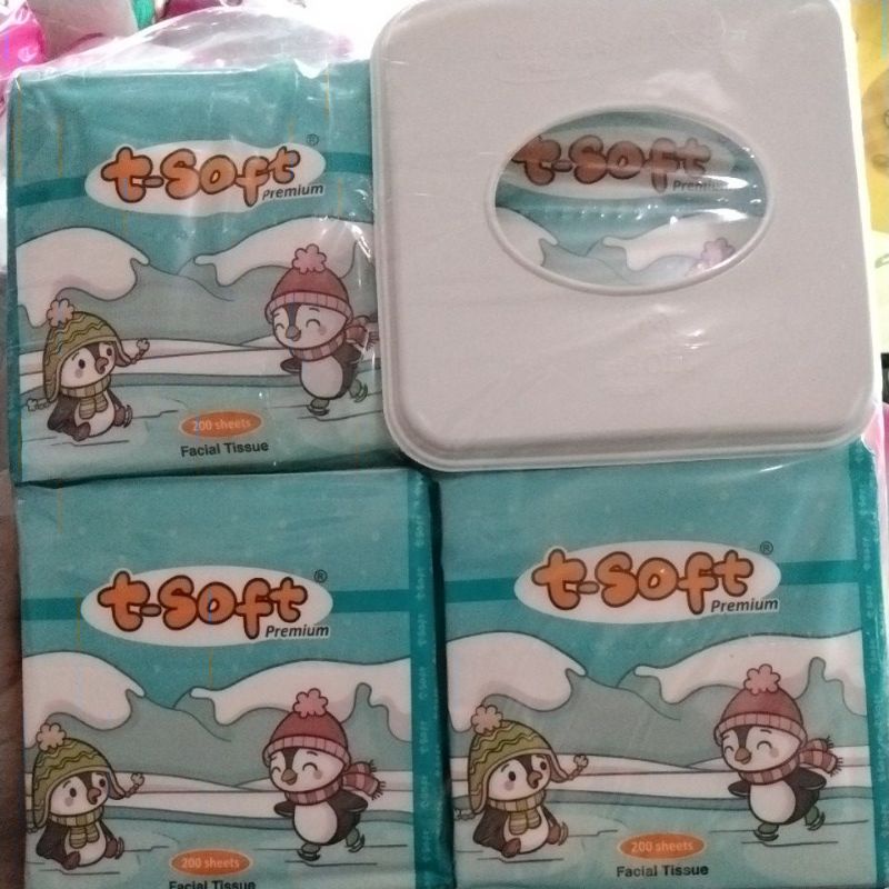 [PER PACK isi 4] Tissue T-Soft *Free Tempat Tissue* 200sheets