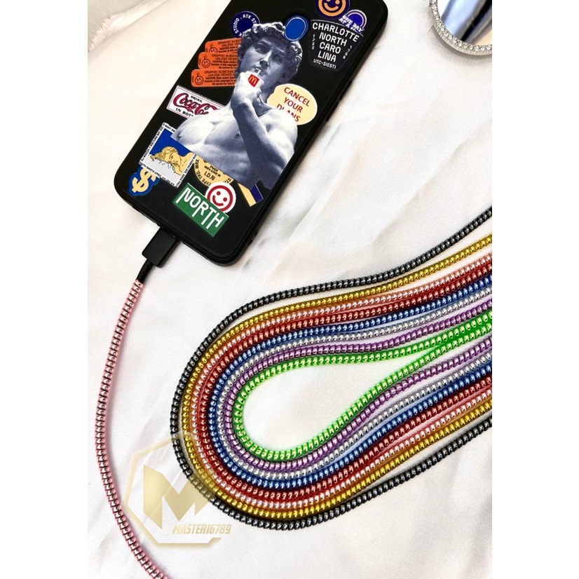 RT94 Pelilit Kabel Spiral Warna Metalic Pelindung Cable Hp Charger Universal Cord Protector solid Color glossy MA2779