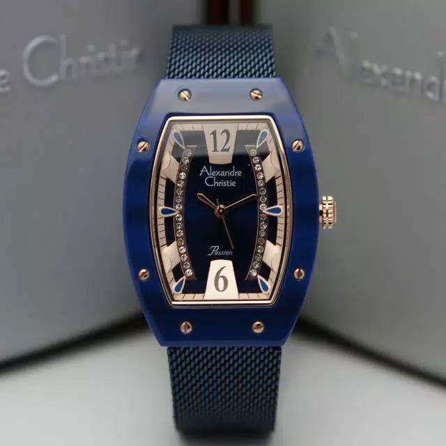 Jam tangan wanita Alexandre Christie AC 2778 AC2778 blue rosegold Garansi