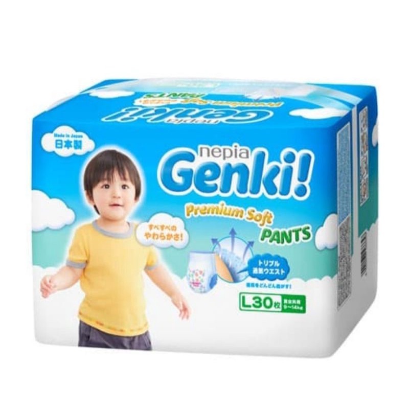 Nepia Genki Premium Soft Pants L30/Popok Celana Bayi/Diaper Bayi