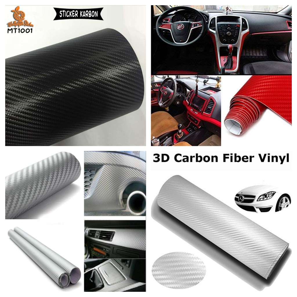 Type Sticker Carbon Strip Pelindung Body Mobil Karbon Chorme Fleksibel Serba Guna (45Cm X 1M)