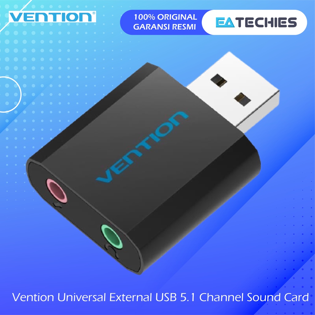Vention Universal External USB 5.1 Channel Sound Card Surround S13 S17 - Hitam