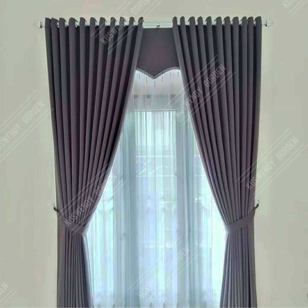 Gorden Blackout Abu Tua 200 x 250 ~ 300 cm Tinggi 2.5 ~ 3 meter Polos Hordeng Jendela Pintu Tirai Minimalis