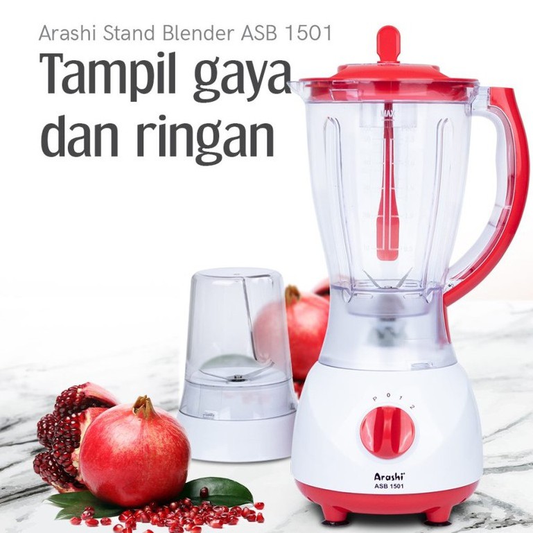 BLENDER PLASTIK ARASHI ASB 1501 + GRINDER BLENDER LISTRIK 1.5 L JUICER