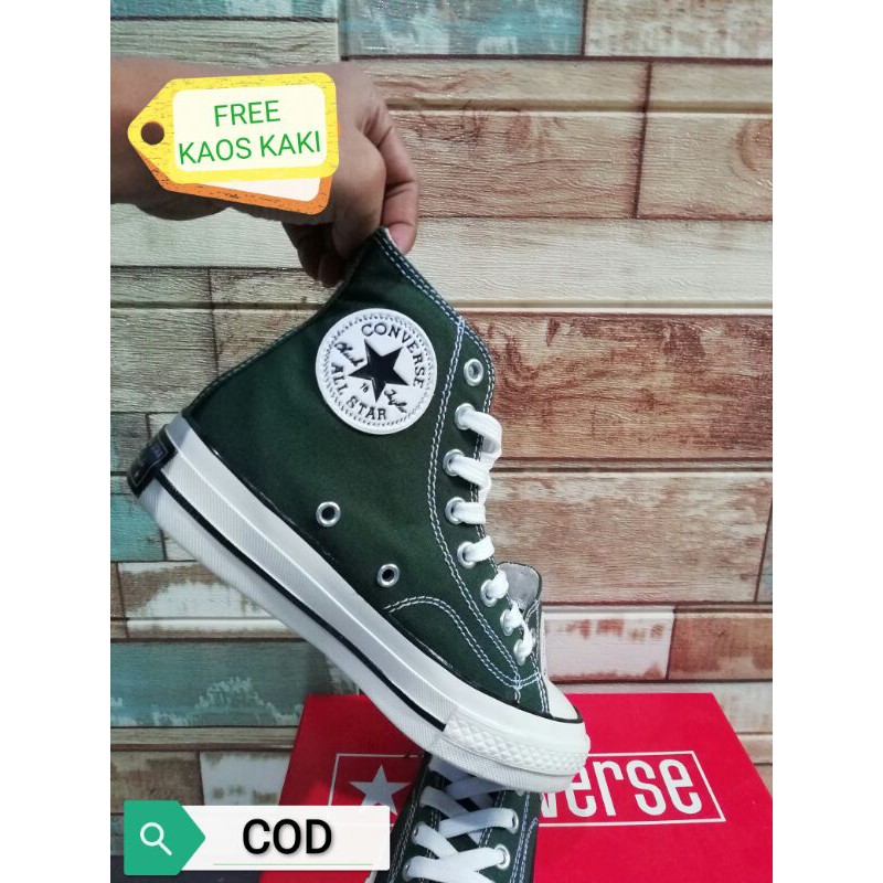 SEPATU CNVRS 7Os HIGH PREMIUM HIJAU ARMY