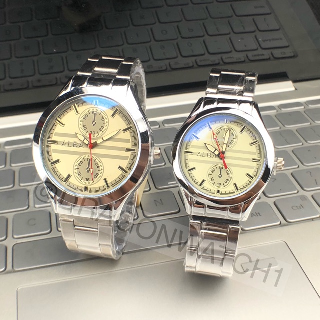 ［Ready Stock］Jam tangan fashion rantai couple mural kaca biru   S1128