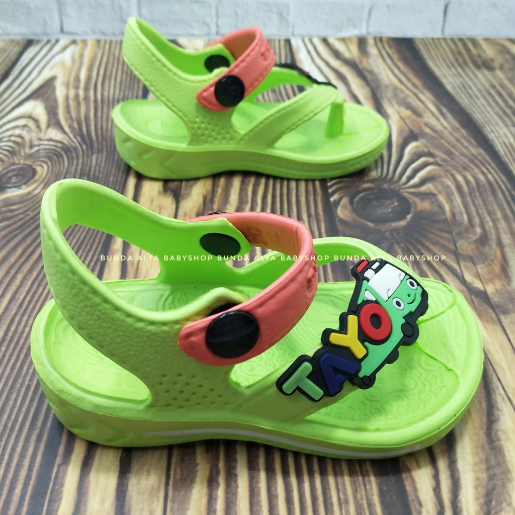 Sandal Anak Laki Jepit Usia 6 Bulan 1 2 Tahun Size 19 -24 - Sendal Bayi Cowok Karet Anti Licin Bus HIJAU