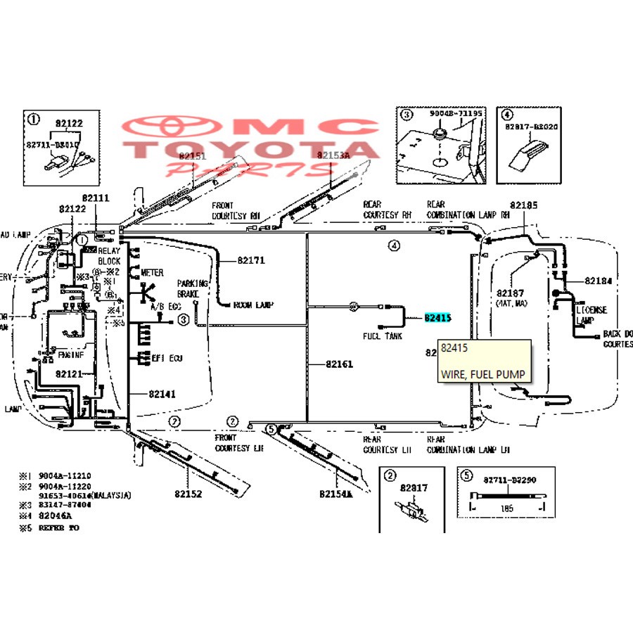 Kabel Pompa Bensin Wire Fuel Pump Avanza Xenia 1.3CC 82415-BZ060