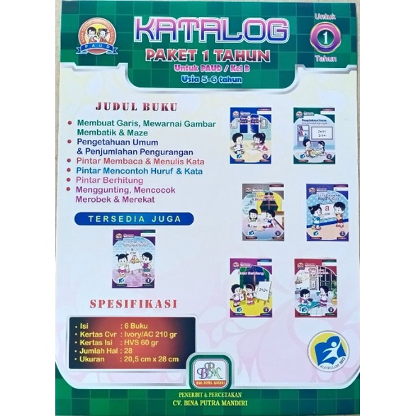 

BukuCemaraPaket1TahunUntukpaud/Kelas(B)Usia5-6Tahun
