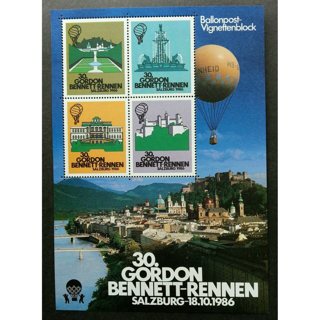 

Souvenir Sheet Perangko 30 Gordon Bennett Rennen Salzburg Hot Balloon