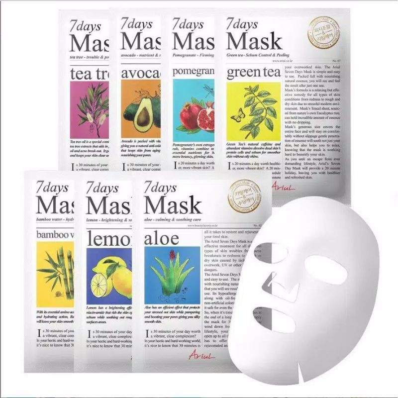 ARIUL 7DAYS MASK SHEET KOMPLIT 7pcs / ARIUL MASK SHEET / ARIUL / SHEET MASK KOREA
