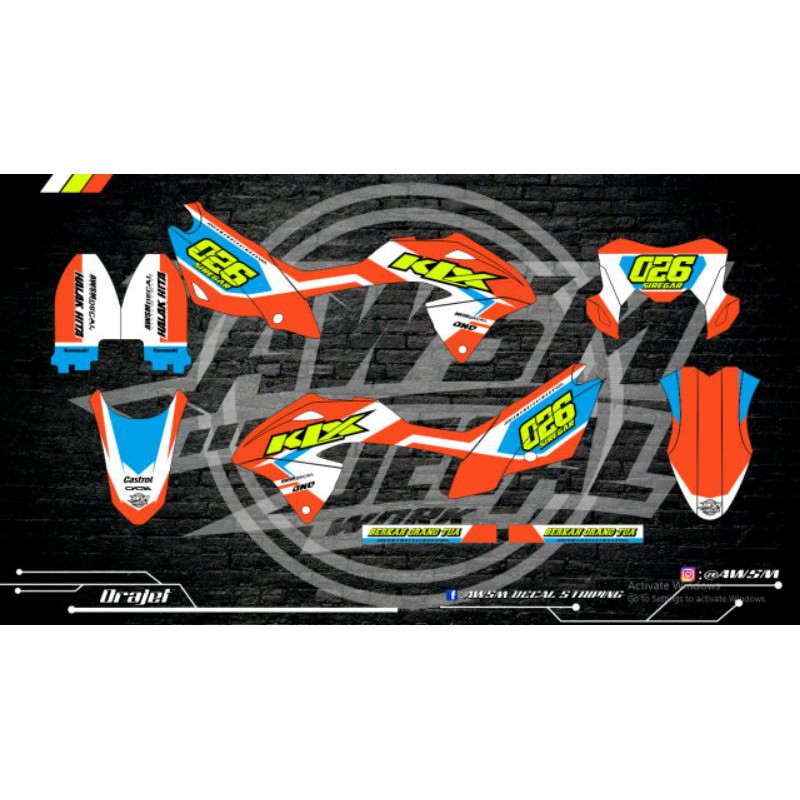 

Decal KLX BF CUTTING ORANYE + HIJAU STABILO