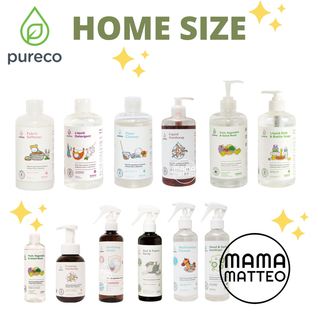 Pureco 500ml : Liquid Detergent / Floor Cleaner / Dish &amp; Bottle Soap / Softener / Liquid Foaming Handsoap / Fruit &amp; Veggie Wash / Sanitizer / MultiSurface Cleaner/ Bad &amp; Fabric / Sanitizing Water / PURECO BANDUNG