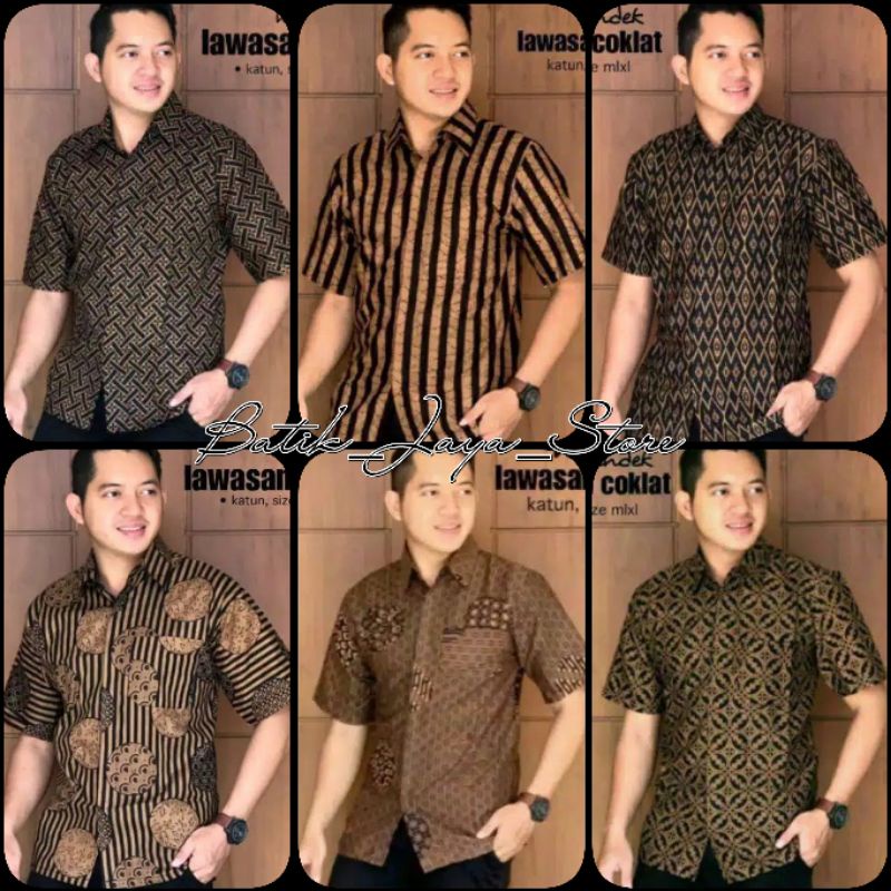 Hem Batik Pria Pendek Lawasan Sogan/Pari Sulur/Parang Black/Merak Papua Ori By Batiek