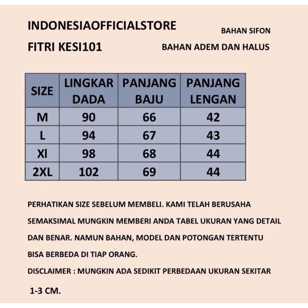 Ios Shop - Fitri Kemeja Sifon Kotak Wanita Casual Atasan Chiffon Ramadhan Muslim Hijab OOTD Lebaran Ramadan Lengan Panjang-1