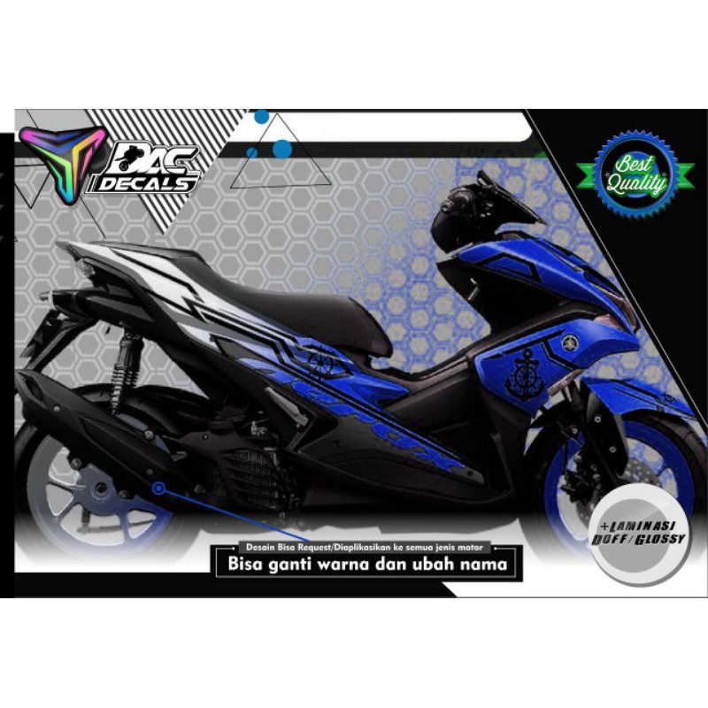 sticker decal full body yamaha Aerox biru putih