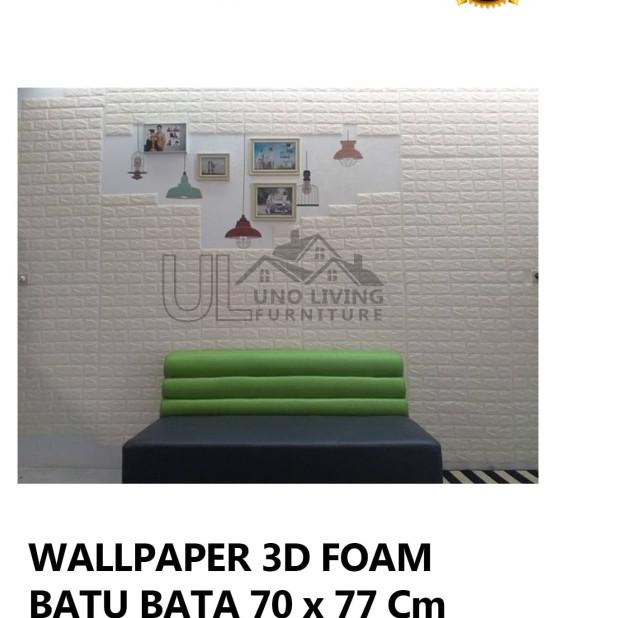 ✿ Wallpaper 3D Modern Foam Batu Bata Ukuran Wall Sticker Putih Murah ☆