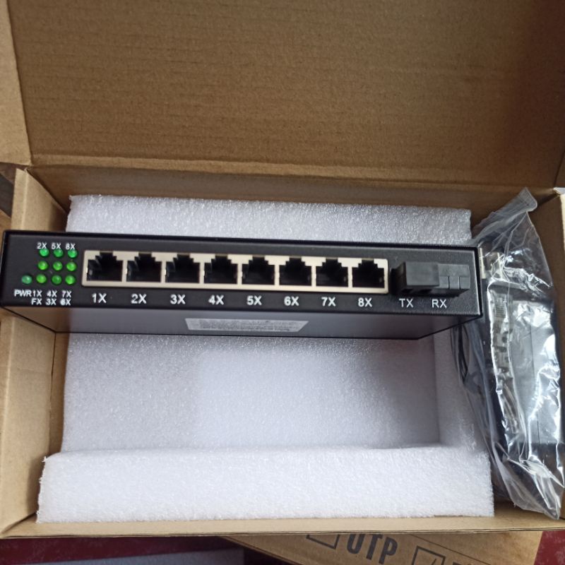 Switch konverter 1 Port FO + 8 Ethernet LAN for Converter Fiber Optik