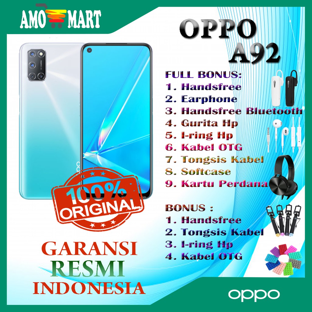 Jual HP BARU OPPO A 92 A92 RAM 6/128GB & 8/128GB NEW 100% ORI GRS RESMI