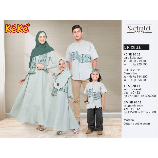 Gamis Ibu Sarimbit Keke GD SR 20 11 Hijau Bahan Cotton Double Beam Busui Xs Sd Xl Abu Marun
