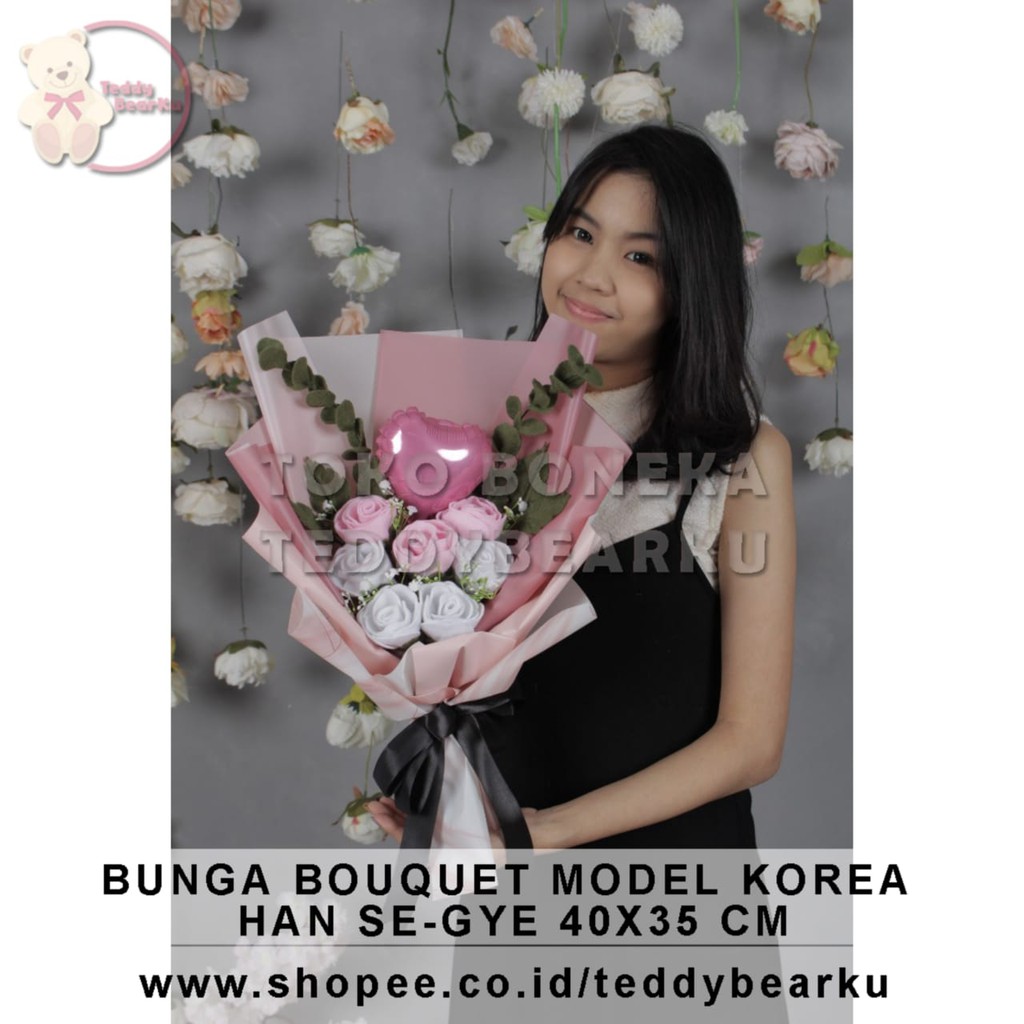 TERLARIS! BOUQUET BUKET BUNGA LOVE MODEL KOREA HAN SE-GYE KADO VALENTINE / ULTAH / WISUDA / PACAR