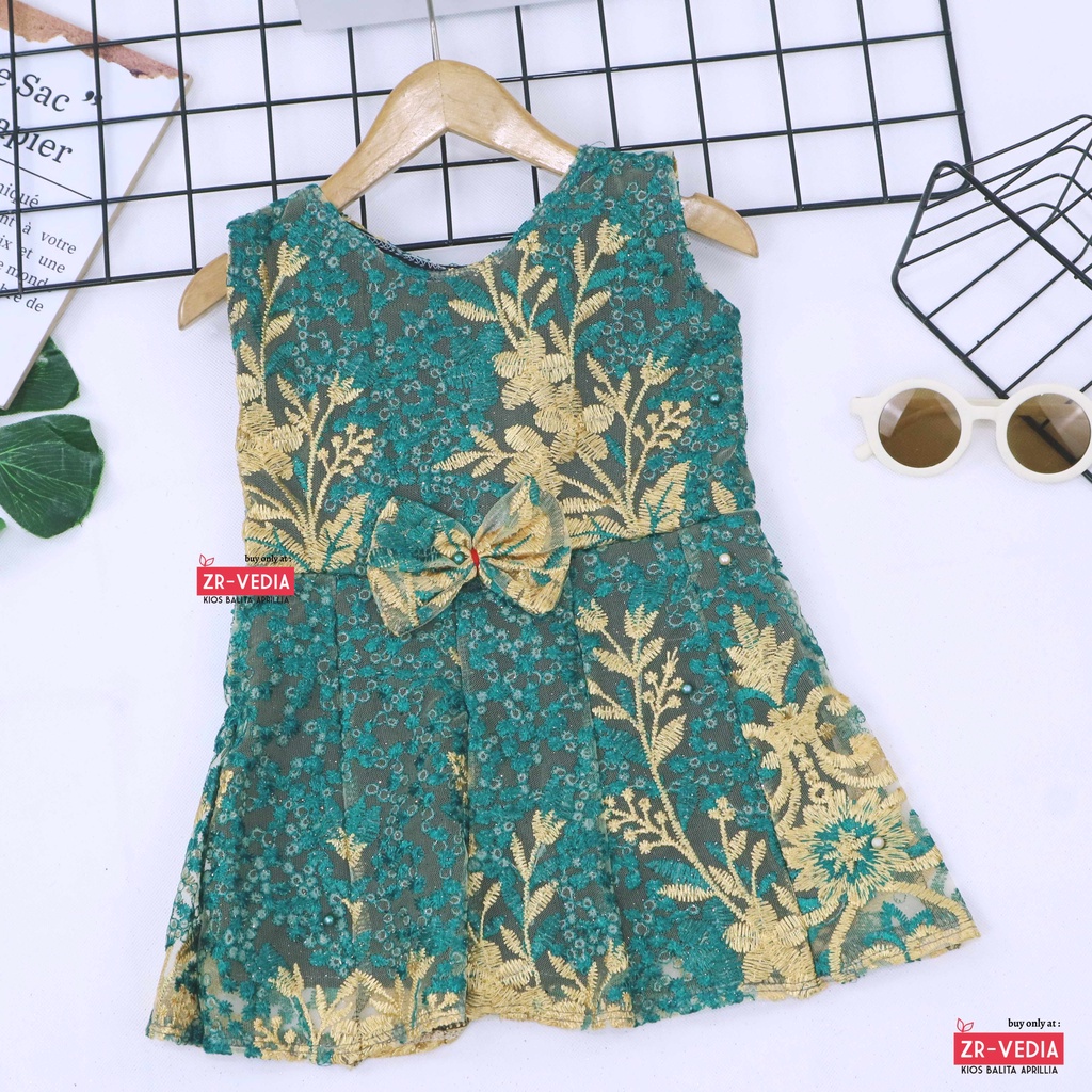 Dress Keira Uk 2-3 Tahun / Gaun Brukat Pesta Kondangan Baju Baby Import Dres Brukat Kensi Anak