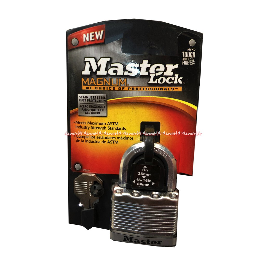 Master Lock Magnum Padlock Gembok Kunci 25mm Kotak Tahan Api Pad Lock Gembok Pagar