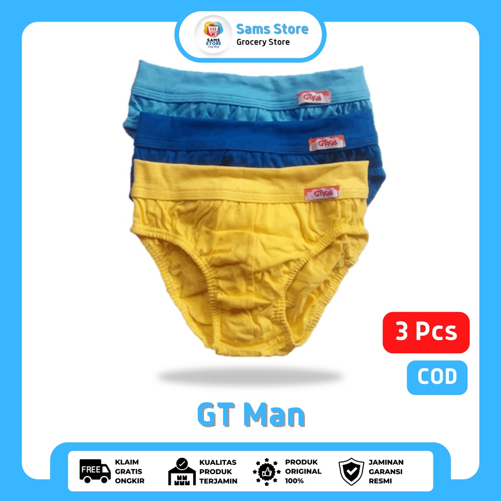 Celana Dalam Anak Laki-Laki Isi 3 Pcs GT Man Kids 708 Mini Spandex Cotton Polos Warna Sempak Anak La