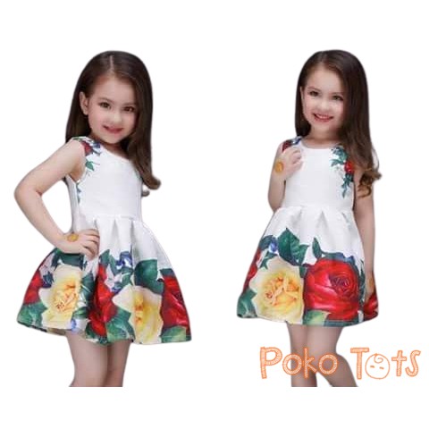 Mitun 100 110 120 130 140 160 Dress Anak Putih White Print Flower White