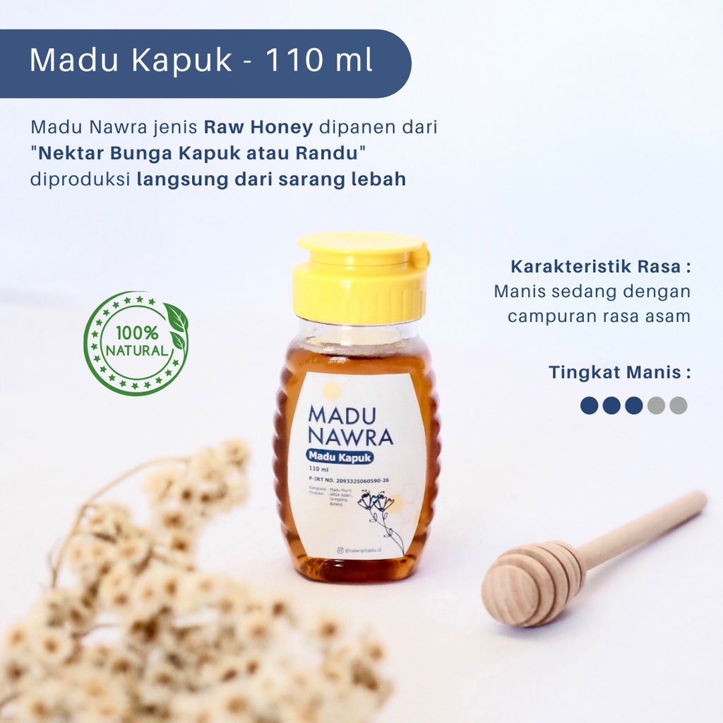 

Madu Nawra - Madu Kapuk 110 ml - Raw Honey (Madu Asli dan Alami) - Best Seller