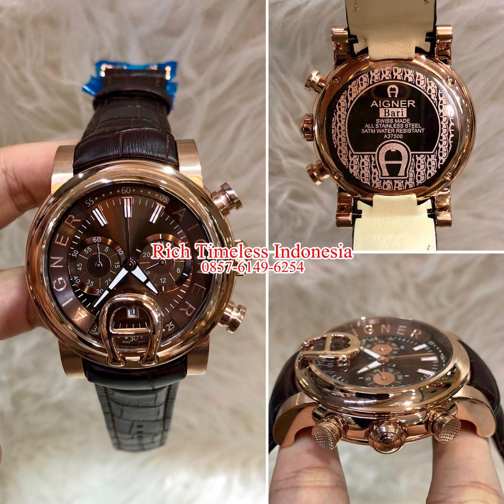 COD.. Big Sale Jam Tangan Aigner Bari Brown  Leather 45mn Special Edition Import Branded Watch