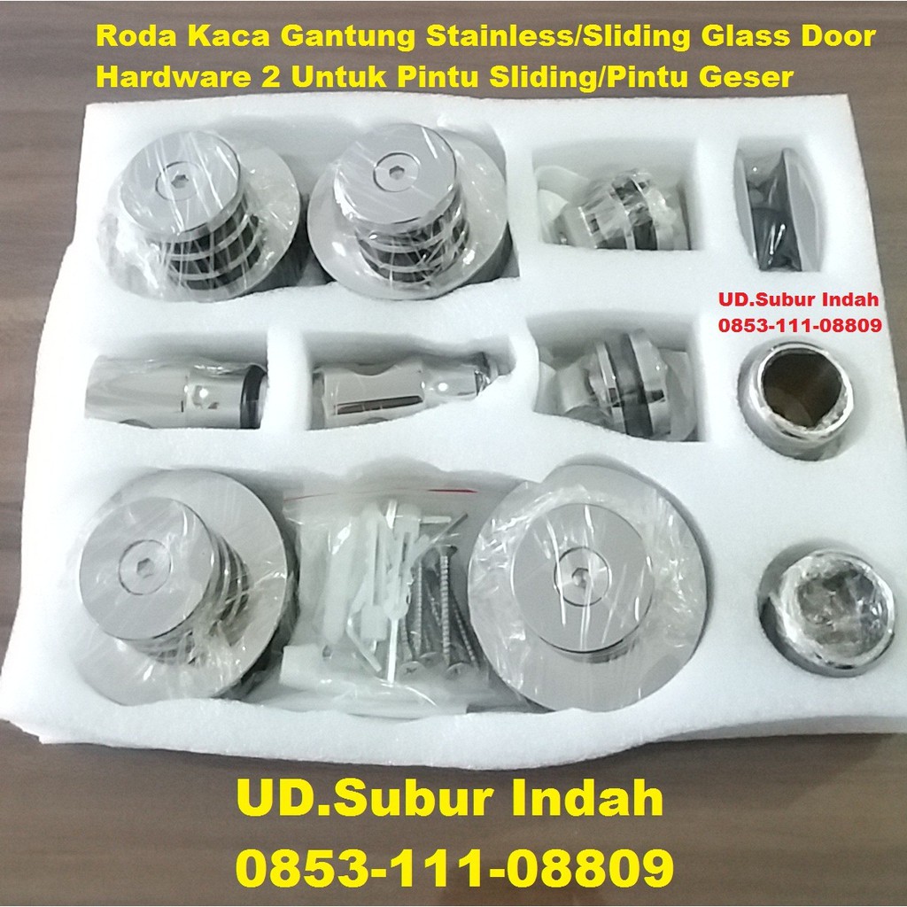Roda Kaca Gantung Stainless/Sliding Glass Door Hardware 2 Untuk Pintu Sliding/Pintu Geser