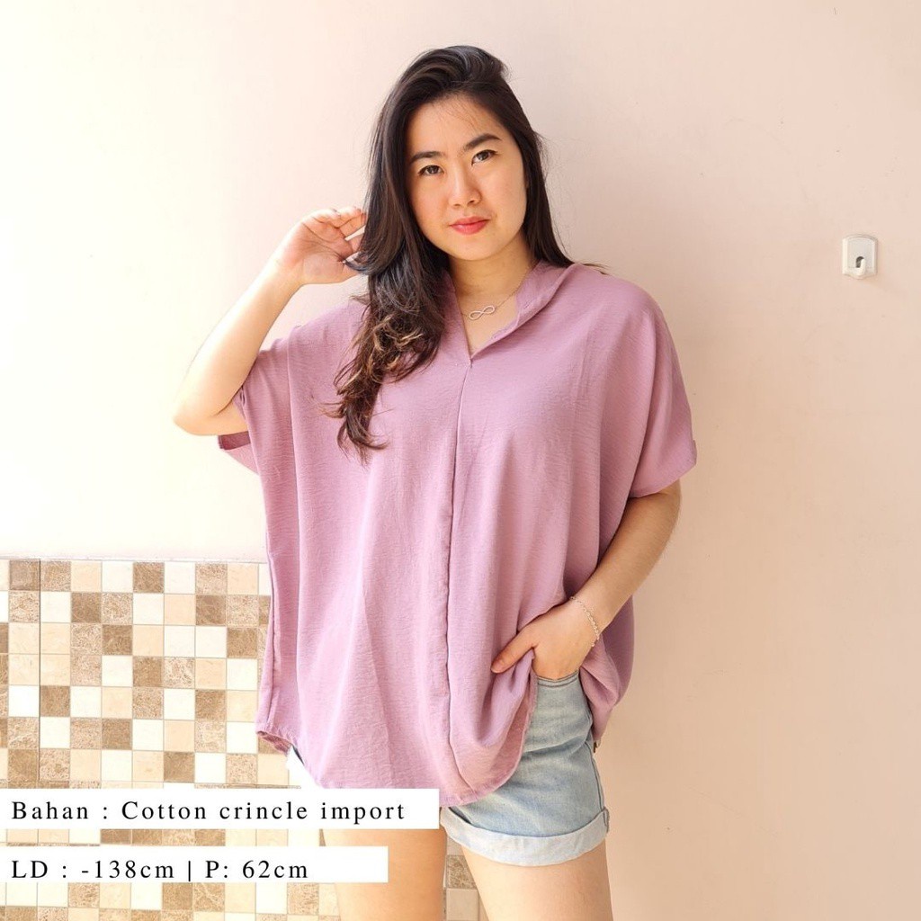 2904 CARITA OVERSIZE TOP BLOUSE BIGSIZE JUMBO FELICIA BLOUSE-VIOLET import