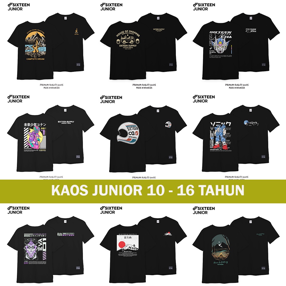 Kaos Distro Anak 9-16 Tahun 100% Cotton Sixteen