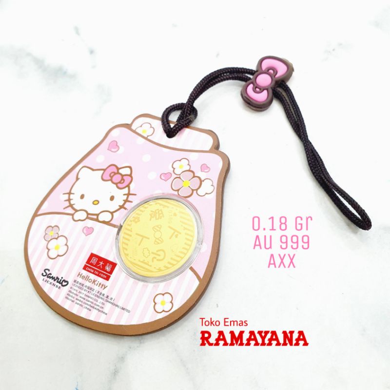 Gantungan tas emas 23k (Au999) Hello Kitty Sanrio 0.18 gram