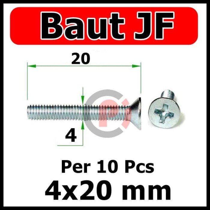 Per 10 Pcs Baut Bolt JF 4x20 mm Per 10pcs