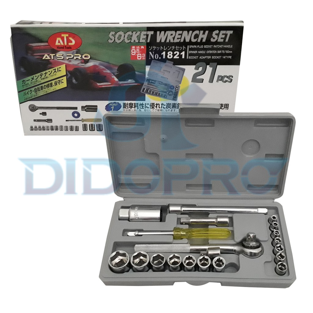 KUNCI SOCK SET 21 PCS RRT / SOK SHOCK MATA HAND SOCKET WRENCH 21PCS ATS