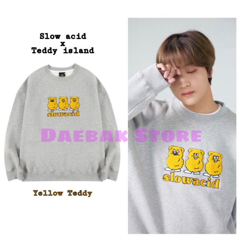 Sweater Hoodie Haechan NCT127 -Yellow Teddy- Slowacid x Teddy Island SABLON