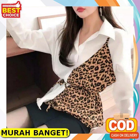 Kemeja Rompi Simple Elegan - Baju Atasan Lengan Panjang Korean Style Wanita Cewek Hijab Kekinian Kor