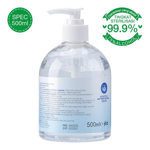 Hand Sanitizer Gel 500ML QOLE HS002 Disinfektan 99.9% Moisturizer