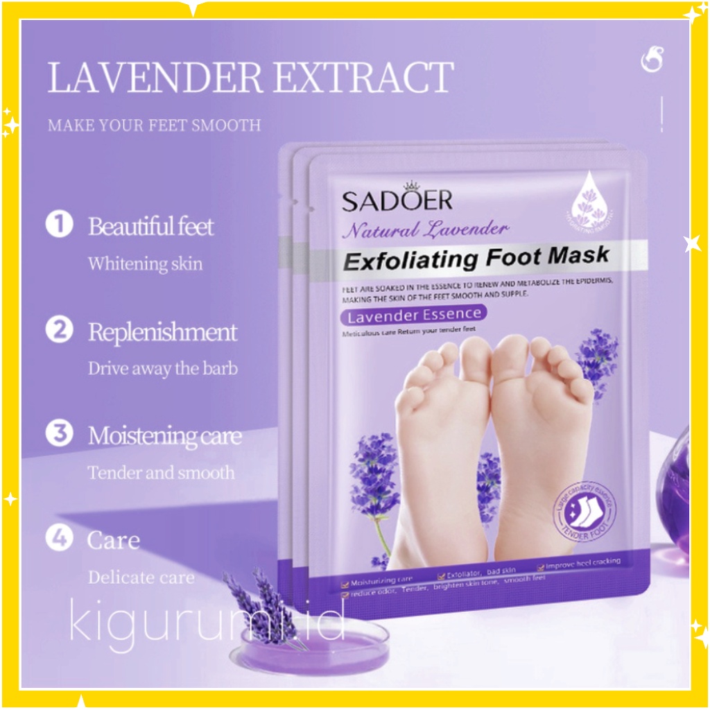 SADOER Foot Mask Masker Kaki Lavender Exfoliating Kelupas Kulit Mati EM030