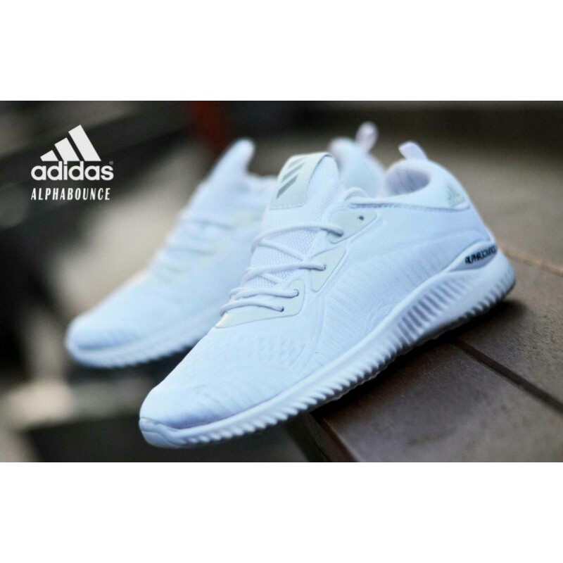 SEPATU OLAHRAGA PRIA ADIDAS ALPHABOUNCE WARNA PUTIH SNEAKERS IMPORT COWOK
